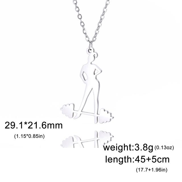 Cazador HeartBeat Dumbbell Pendant Necklaces for Women Exercise Sport Stainless Steel Jewelry Necklace Birthday Gift Wholesale