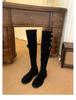 Grape Mother of the Same Style, Over-knee Knight Boots, Thick Velvet Lamb Wool High Boots, Autumn and Winter Leather Thick Heel Flanged Boots