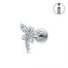 Piercing Labret Mini Libellula in Titanio ASTM F136 con Zirconia Cubica Orecchio Helix Flat Trago Orecchino Anello Naso Piercing Labbra