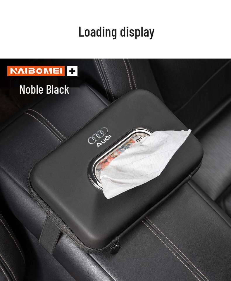 Fits BMW 1, 3, 5, 6, 7 Series, and X1-X6. Hanging tissue box/armrest tissue pack included.