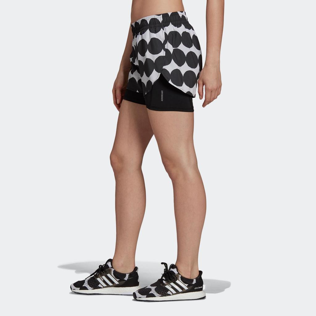 Adidas X Marimekko Marathon Printed Sports Shorts Women Bottoms Black GU2526