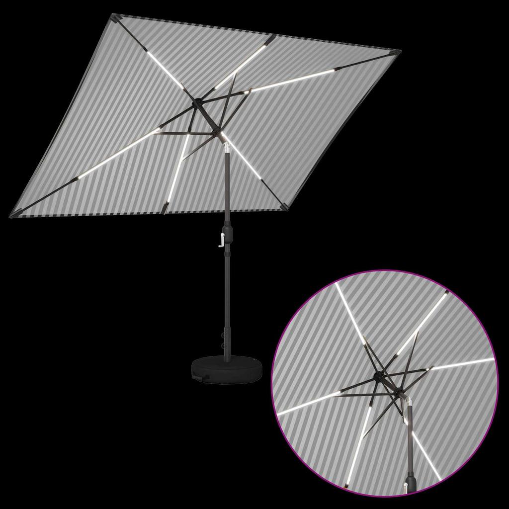 Garden Umbrella with LED Lights and Base 200 X 300 Cm