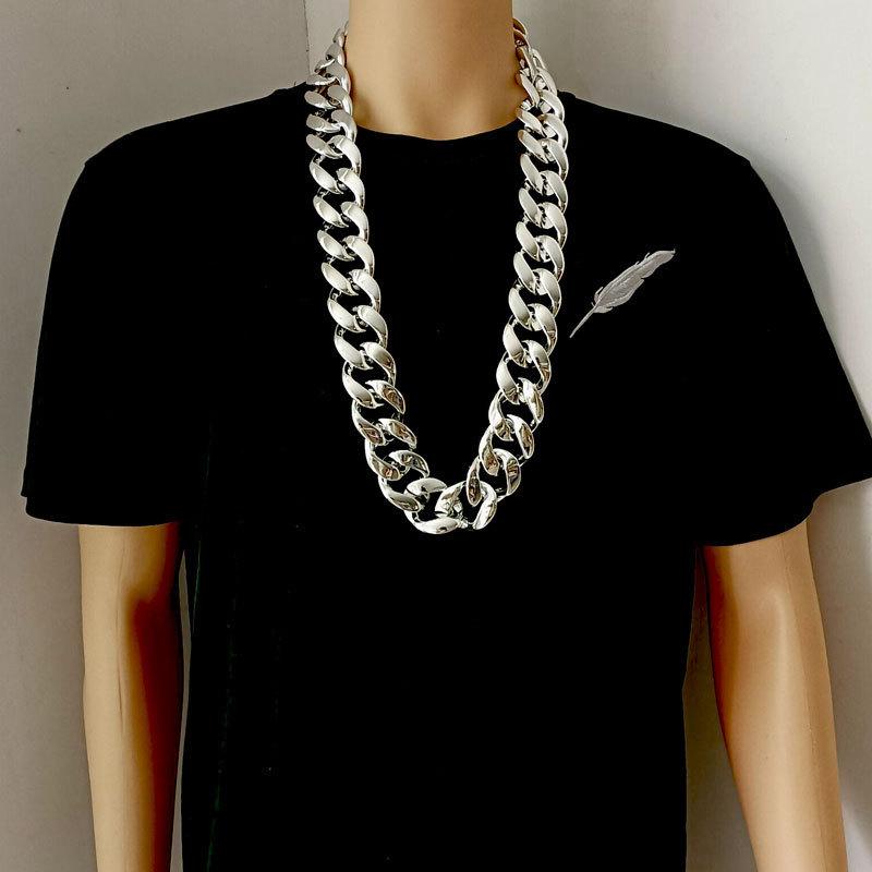 Hip-hop CCB Exaggerated Large Gold Chain Plastic Simulation Gold Necklace Personality Performance Festival Performance Props