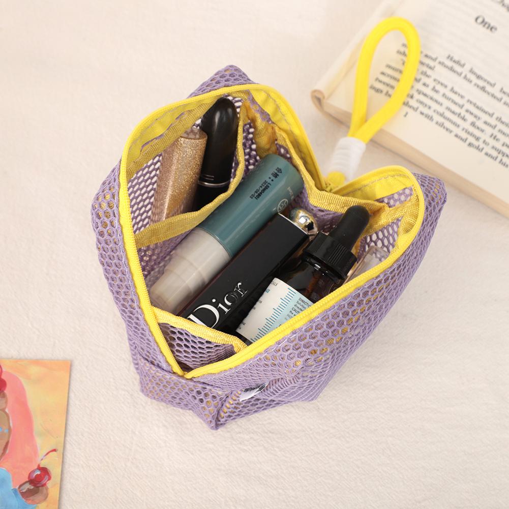 Dopaminfarbenes quadratisches Kosmetiktäschchen Mini-Make-up-Tasche Polyester Mehrfachfach-Organizer Knitterarm Reiseutensilien