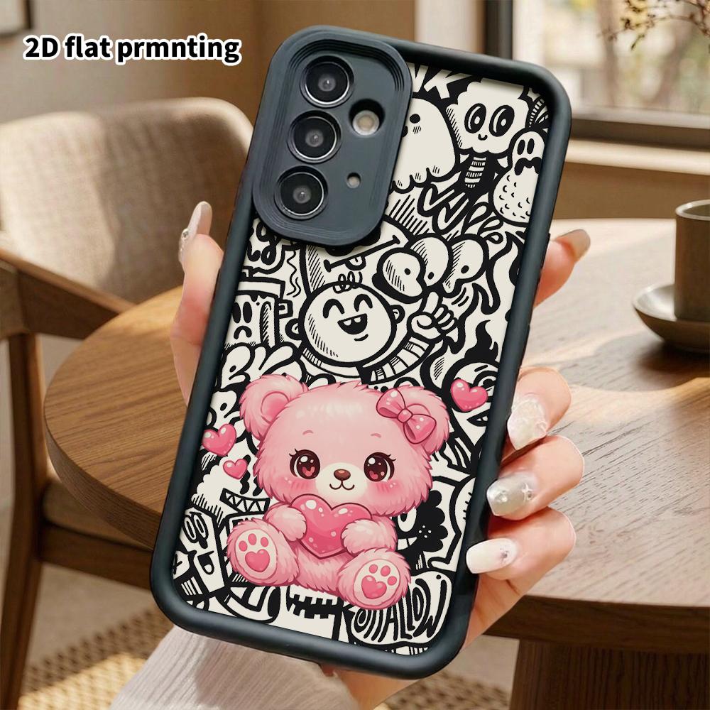 Phone Case: 2D Flat Samsung Galaxy A34 A35 M05 M06 S20 S22 S21 FE Plus 5G Protective Case, Plush Teddy Bear, Christmas and Halloween Gift