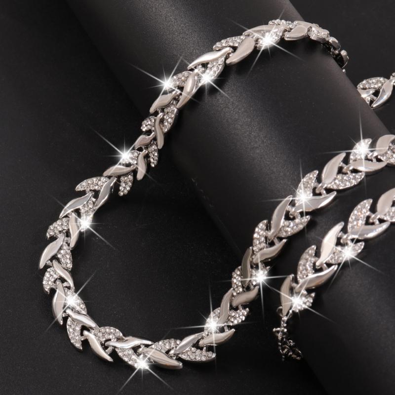 Bracelet Necklace Set Elegant Design Inlaid Glass Rhinestone Fish Tail Jewelry Set Suitable for Women's Autumn and Winter Banquet Daily Wear
