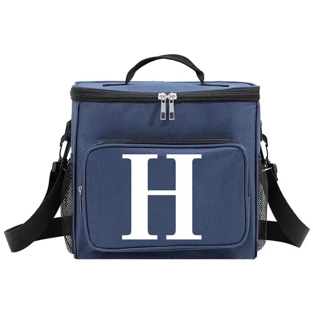Insulated Lunch Bags Thermal Organizer Handbag Cooler Box for Student Portable Waterproof Camping Storage Boxes White Pattern