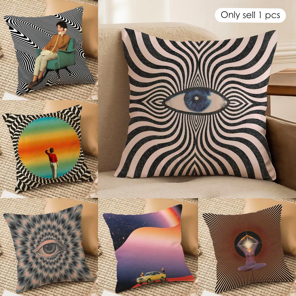 MMariano PPeccinetti Op Art Cushion Cover Silky Short Plush Invisible Zipper Dustproof Sofa Pillow Case For Home Decor