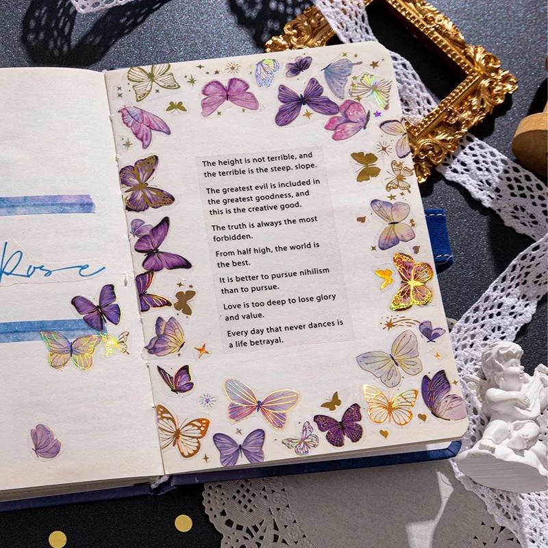 3pcs/pack Butterfly Stickers PET Materials Decor Junk Journal DIY Cut Collage Photo Album Scrapbook Sticker Stationery