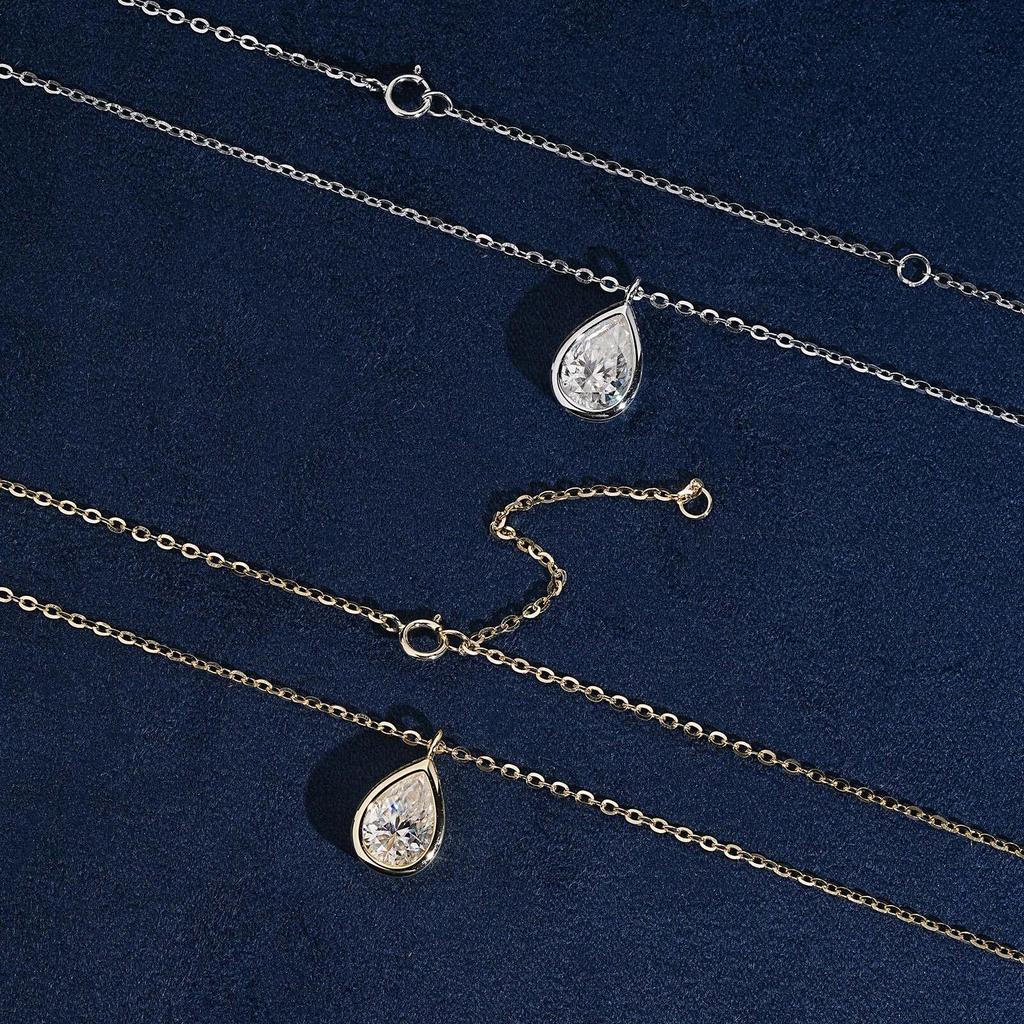 Elegant 1/2 Carat Moissanite Pear Cut Necklace - Light Luxury Collarbone Chain, European & American Style