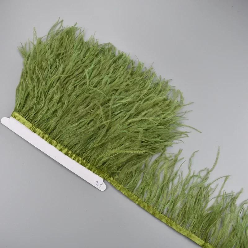 Feather1Meter Ostrich Feathers on Ribbon Tape 10-15CM Feather Tassel Fringe Trim Boa Sewing Trimmings Needlework Clothes DIY Decoration