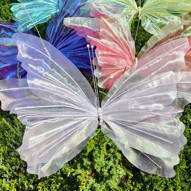 Silk Iridescent Butterfly Wedding Art Installation & Photo Prop