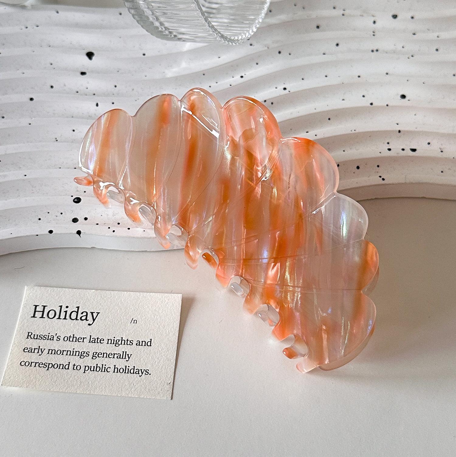 

Crafted Acetate Beautifully Hair Claw Clips With Colorful Shell Patterns For Styles Trendy Orange White