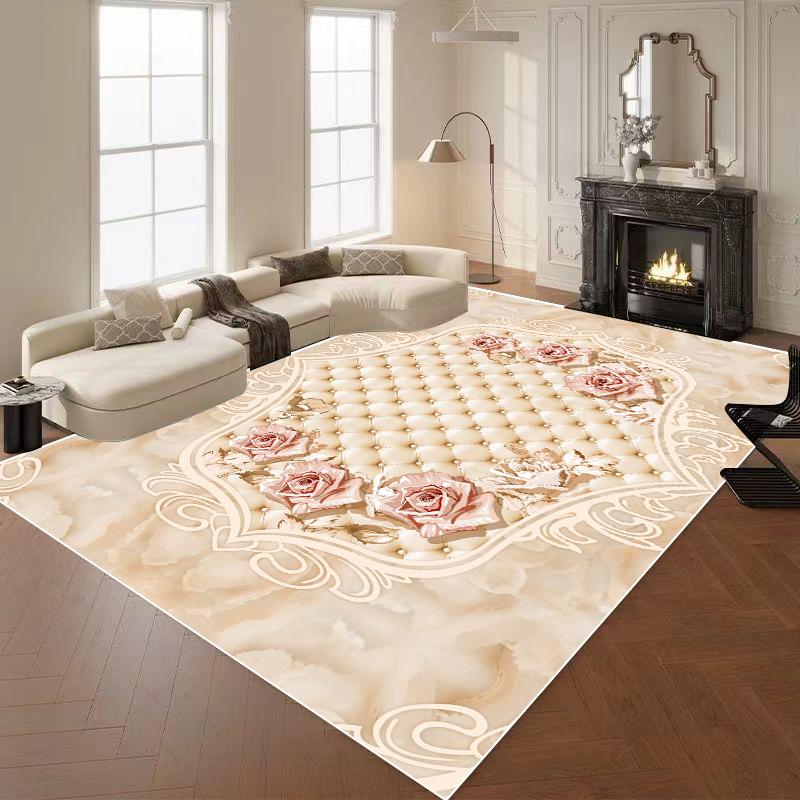 European Luxury Carpets for Living Room 3D Flower Decor Rug Large Bedroom Decoration Cloakroom Rug Non-slip Floor Mat Washable