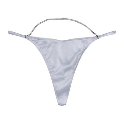 3X Esotiq Onyks Smooth Satin Thong Panties With Chain
