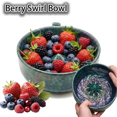 Imitation Keramik Beerenwirbel Schüssel Abflusslöcher Mittelkegel Design Obstwirbel Sieb Schnelles Ablassen 360 Grad Reinigung