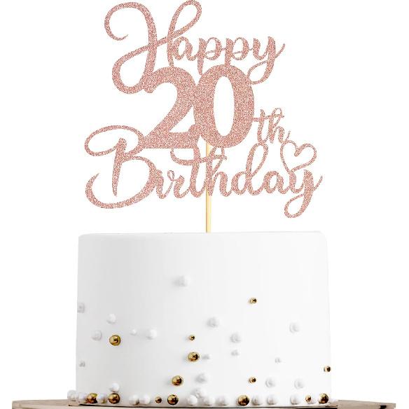 Sotpot 1 Pack 18th Birthday Cake Topper Double-sided Rose Gold Glitter Cake Pick Cake Decoration for Happy 18th Birthday Anniversary Party