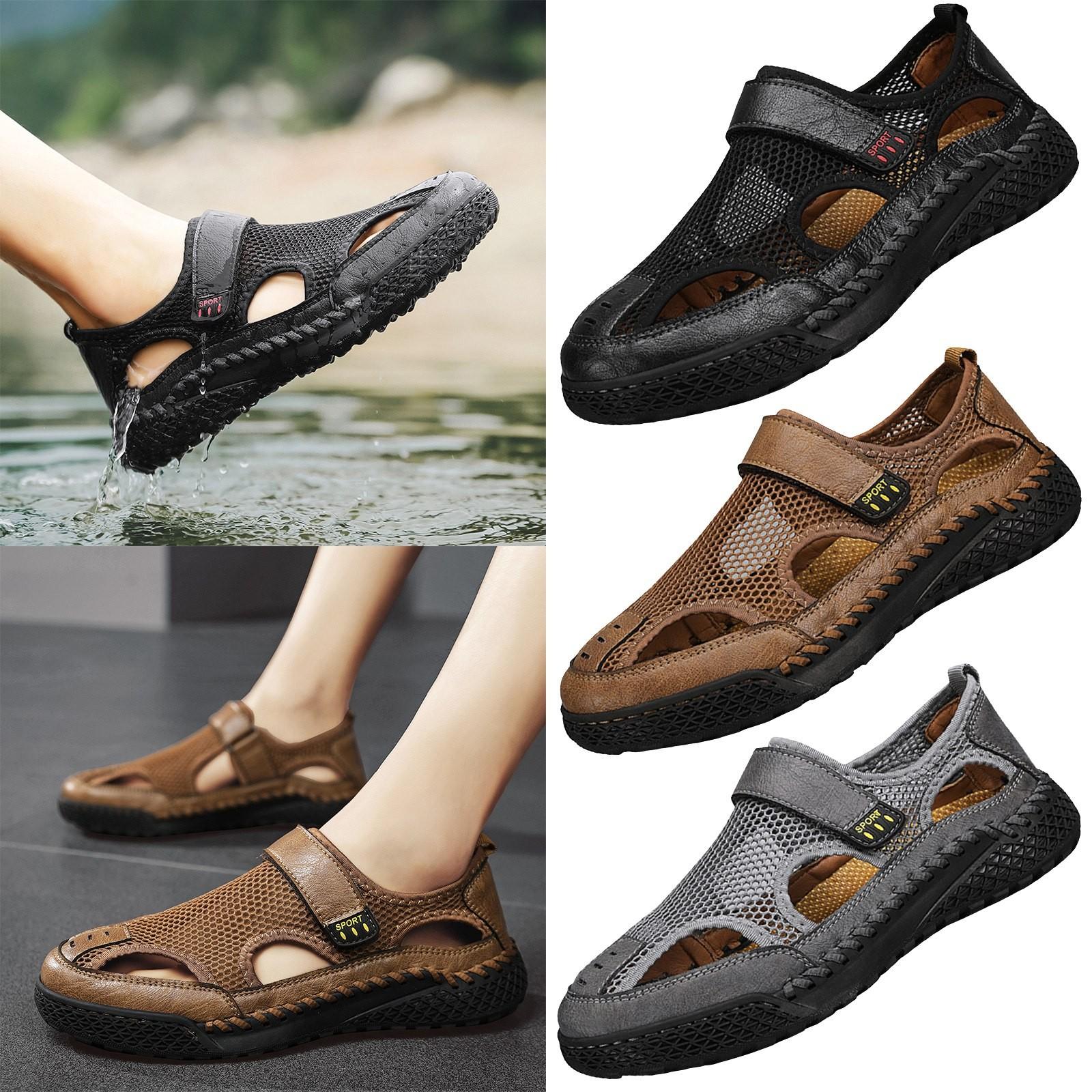 

Летние сандалии Baotou. Дышащие повседневные кожаные сандалии ручной работы. Пляжная обувь без шнуровки.