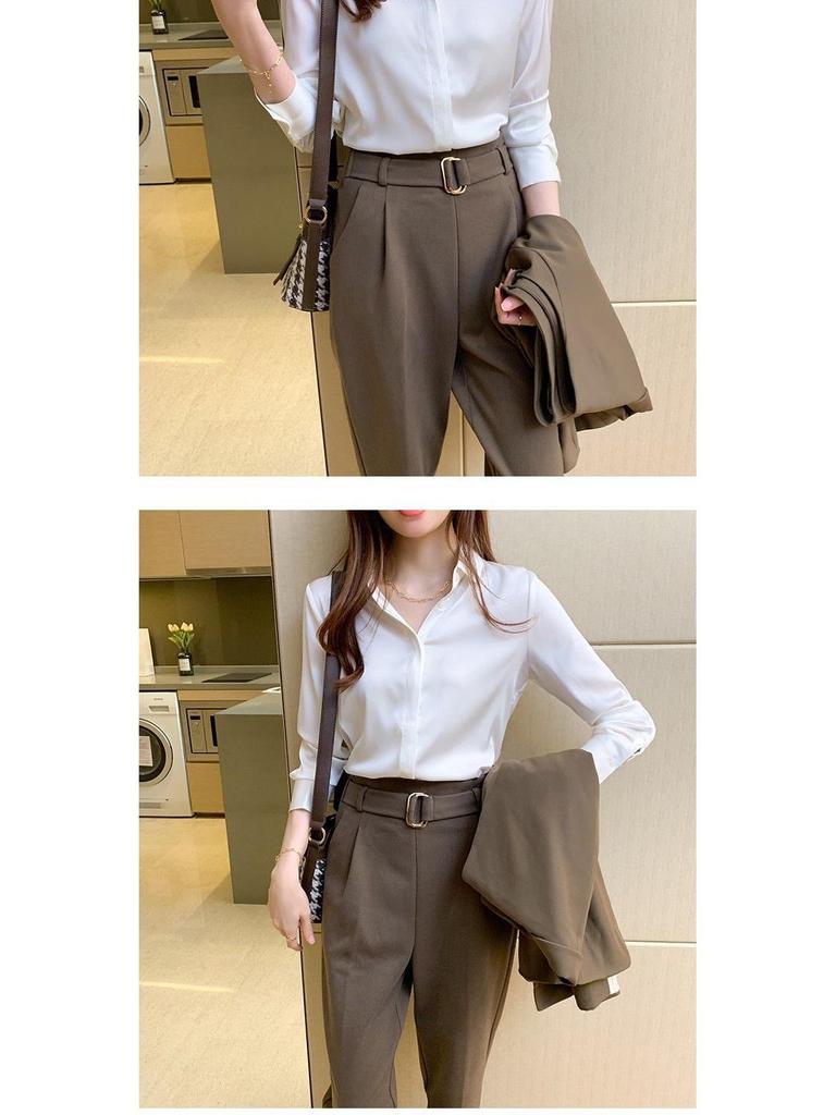 2025 Autumn Women's French Long Sleeve Acetate Satin Shirt