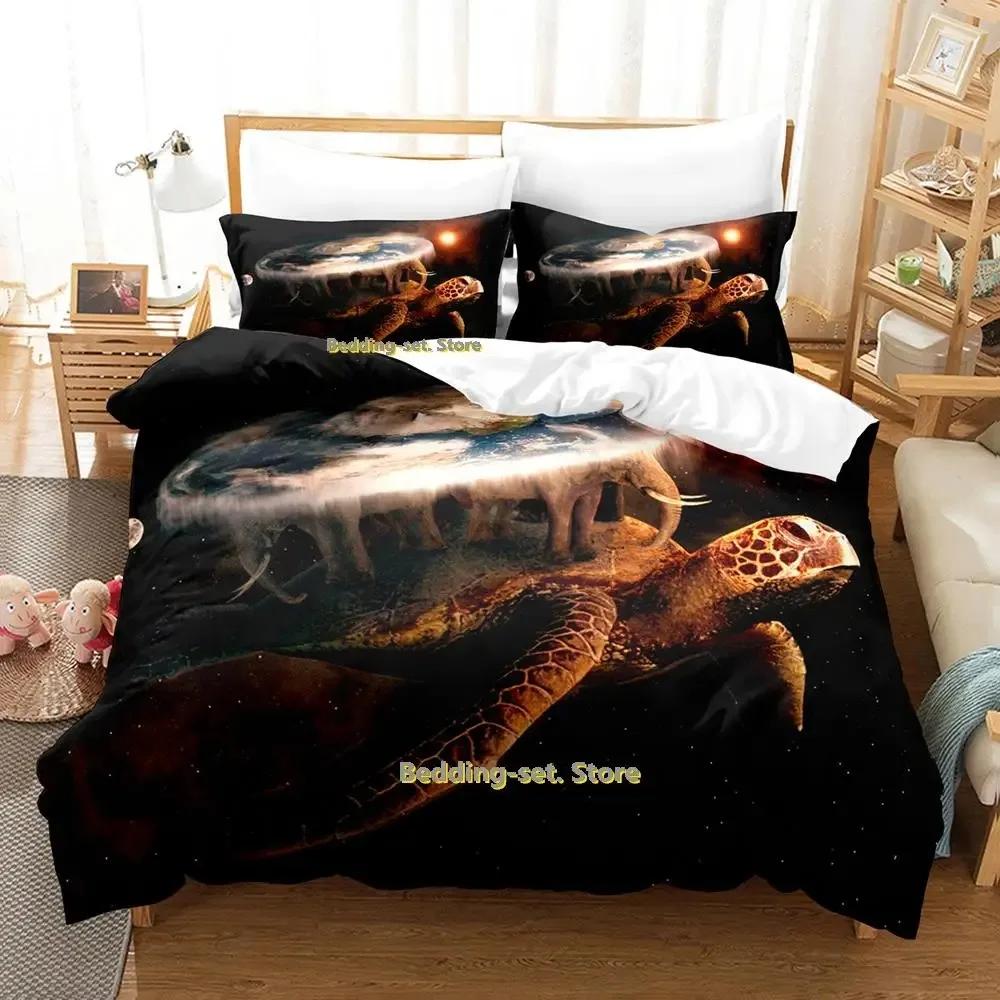 2023 World Turtles Turtle Island Bedding Set Cartoon Anime Three-piece Set Adult Kid Bedroom Duvetcover Sets 3D Kawaii Animal
