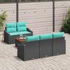 Garden Sofa Set with Cushions 6 pcs Black Poly Rattan