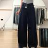 Dark Blue Wide-Leg High-Waisted Women's Jeans - Retro American Spring 2025 Floor-Length Denim