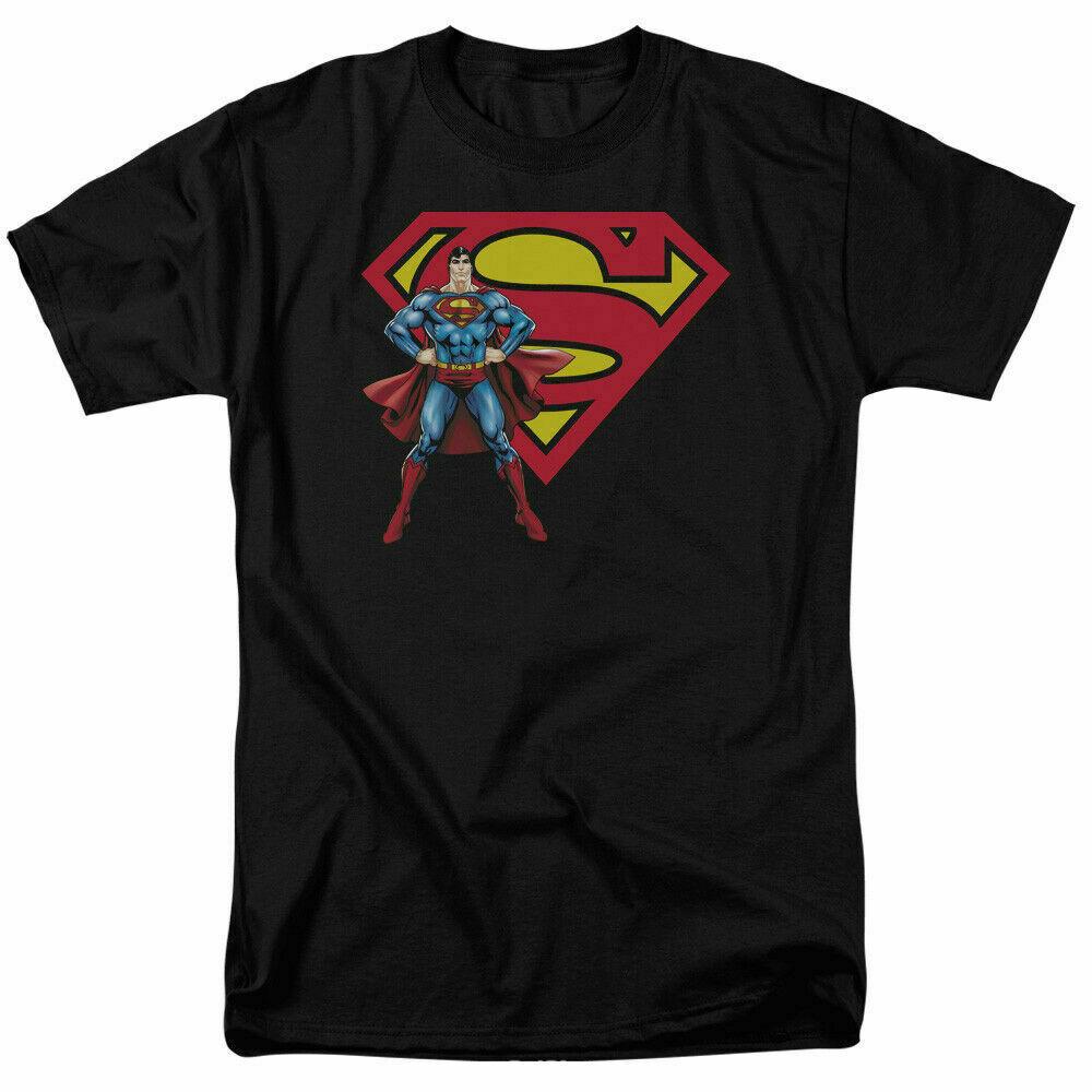 26 Superman & Logo T Shirt Licensed Comic Book Movie Tee Black Unisex T-Shirt L