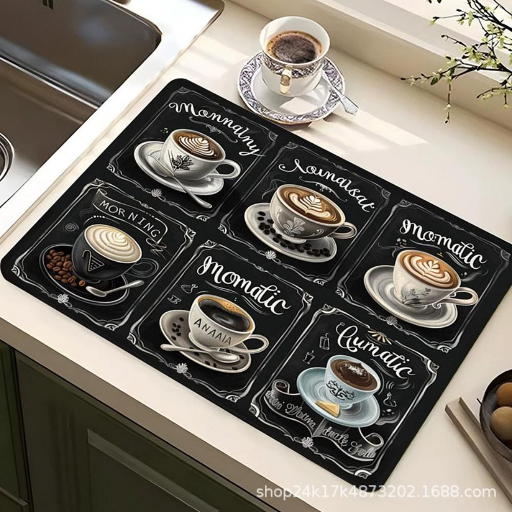 Kaffee Wasser Tasse Kieselgur Geschirr Matte Schnelltrocknend Rutschfest Abtropfmatte für Geschirr Arbeitsfläche Dekor Kaffeemaschine Geschirr Pad