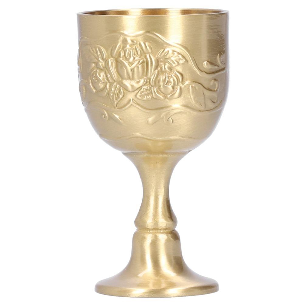 Brass Vintage Chalice Engraved Flower Wine Goblet Small Goblet Wedding Reception S