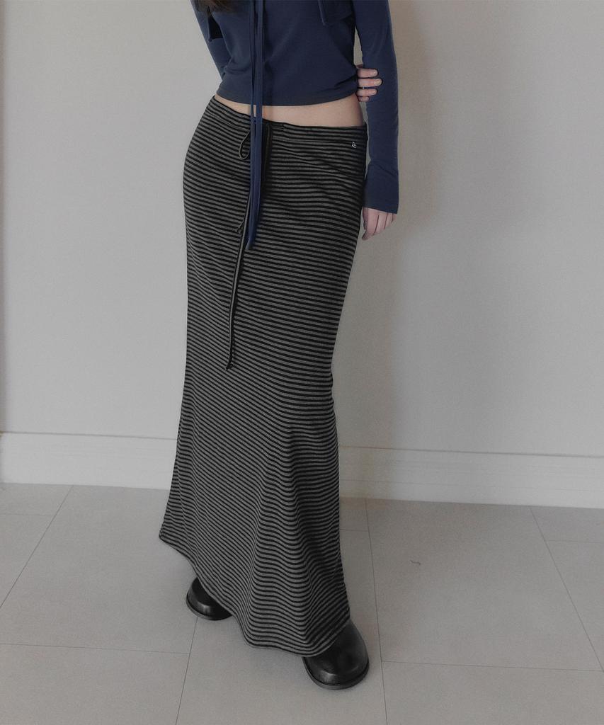 Teuwi Cloney Striped Maxi Long Skirt