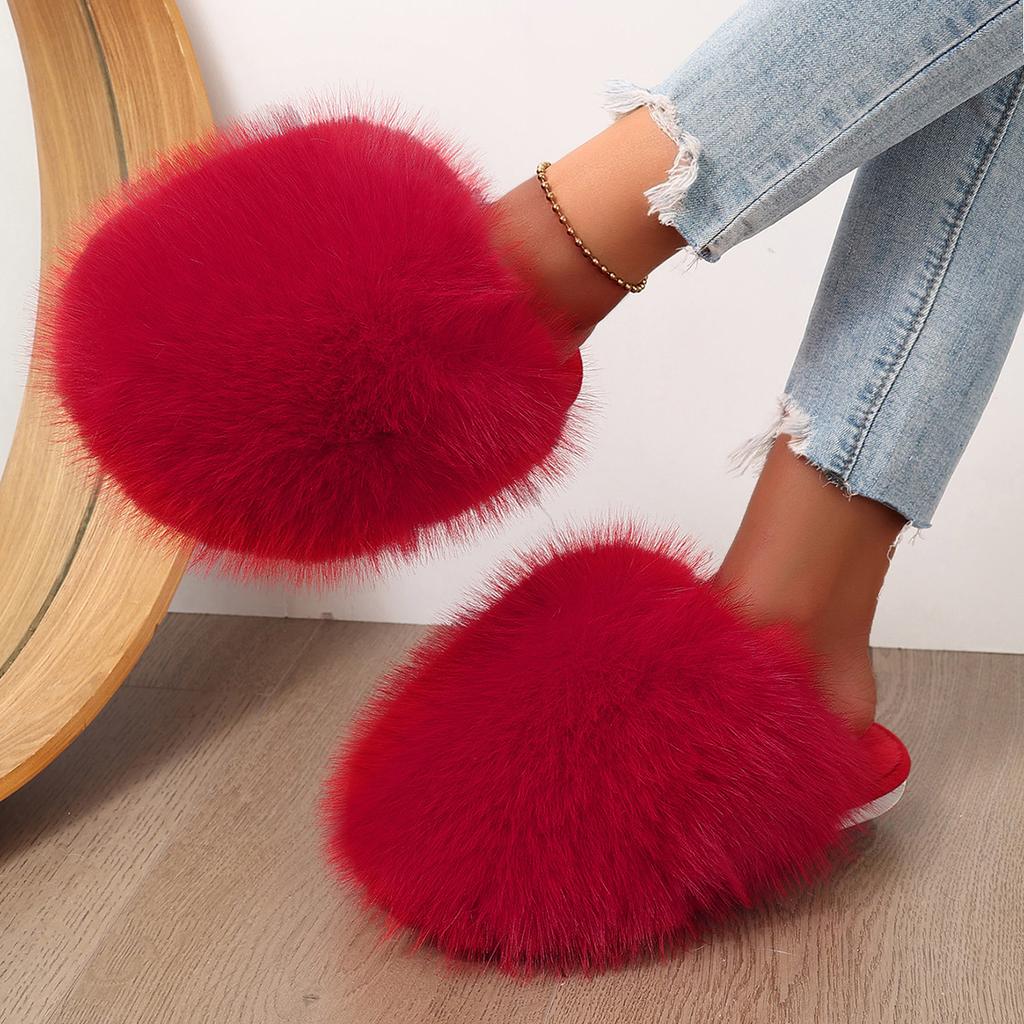 Women's Lightweight Comfortable Thick Bottom Cold Warm Padded Non-slip Wear Outdoor Sports Plush Cotton Slippers