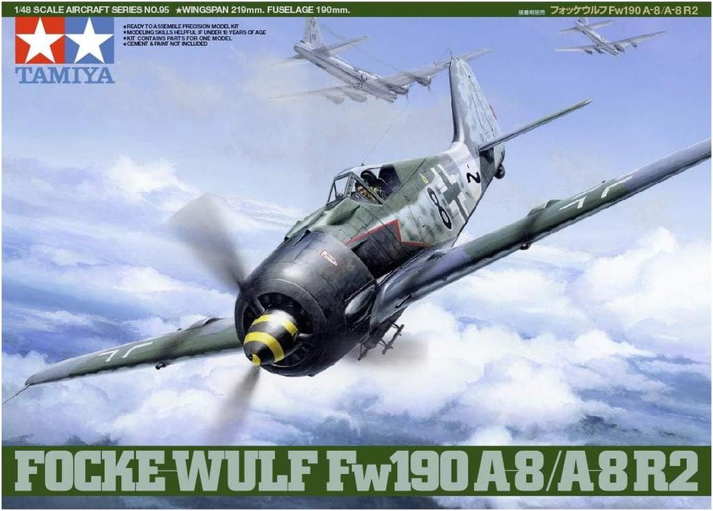 Tamiya 1/48 Masterpiece Series No. 95 German Air Force Focke-Wulf Fw190 A-8/A-8 R2 Plastic Model Kit 61095