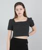 Kathrin Striped Puff T-Shirt (Black)
