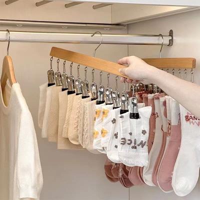 1 PIÈCE Pince à Pantalon en Bois Massif Maison Placard Inoxydable Chapeau Jupe Rangement Rotatif Multi-Pinces Étudiant Dortoir Rangement