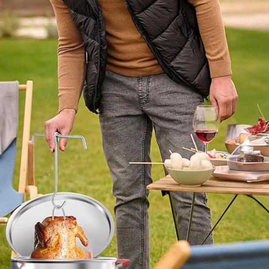 Stainless Steel Turkey Hooks Heavy Duty Lifting Hangers for Frying Supports Up to 24lbs Dishwasher Safe Poultry Lifting Hooks