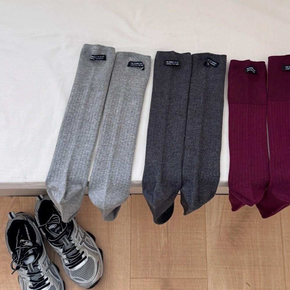 Solid Color Women Stockings Breathable Calf Socks Simple Knee High Socks  Autumn
