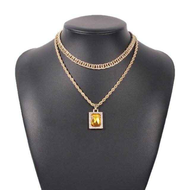 

Винтажное двухслойное ожерелье с подвеской из кристаллов, уникальный дизайн, простая витая золотая цепочка-чокер Other жёлтый