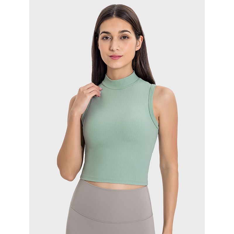 Original Fitness Yoga Wear Tops Women's Quick-Drying Slim Fit Fashion Tape Pilates Training Wear Turtleneck Sleeveless Vest