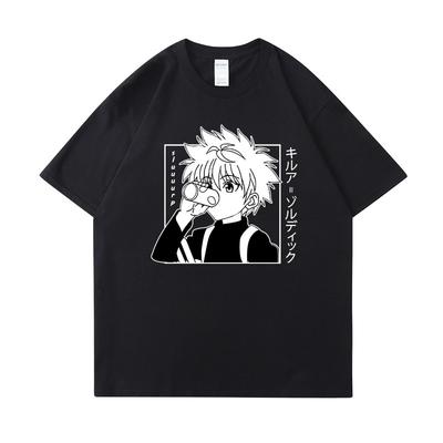 Killua Zoldyck Graphic Print T-shirt Unisex Summer Casual Round Neck Short Sleeve Streetwear Fashion Anime Tee T Shirt