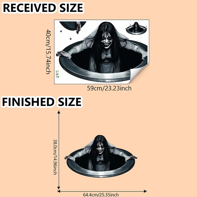 Halloween Wall Stickers Horror Horror Long Hair Ghost Bridal Floor Stickers Bedroom Living Room Home Decoration Wall Stickers