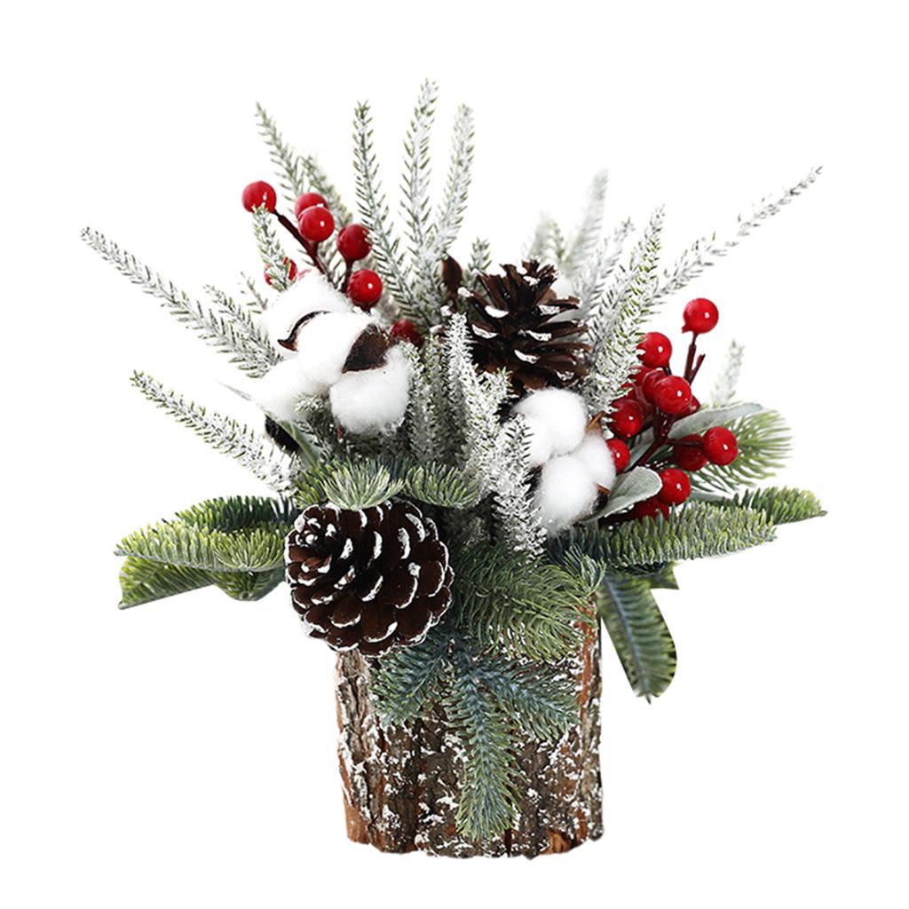 Mini Wooden Potted Artificial Tree Ornaments Sturdy Reusable Quality For Fireplace Mantel Display