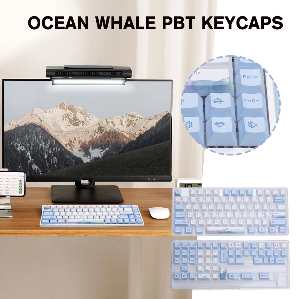 

129 ключей, колпачки для ключей Ocean Whale, PBT Dye Sub, синие, белые колпачки, высота ключа MX для Cherry Switch, ключ «сделай сам», H8H6