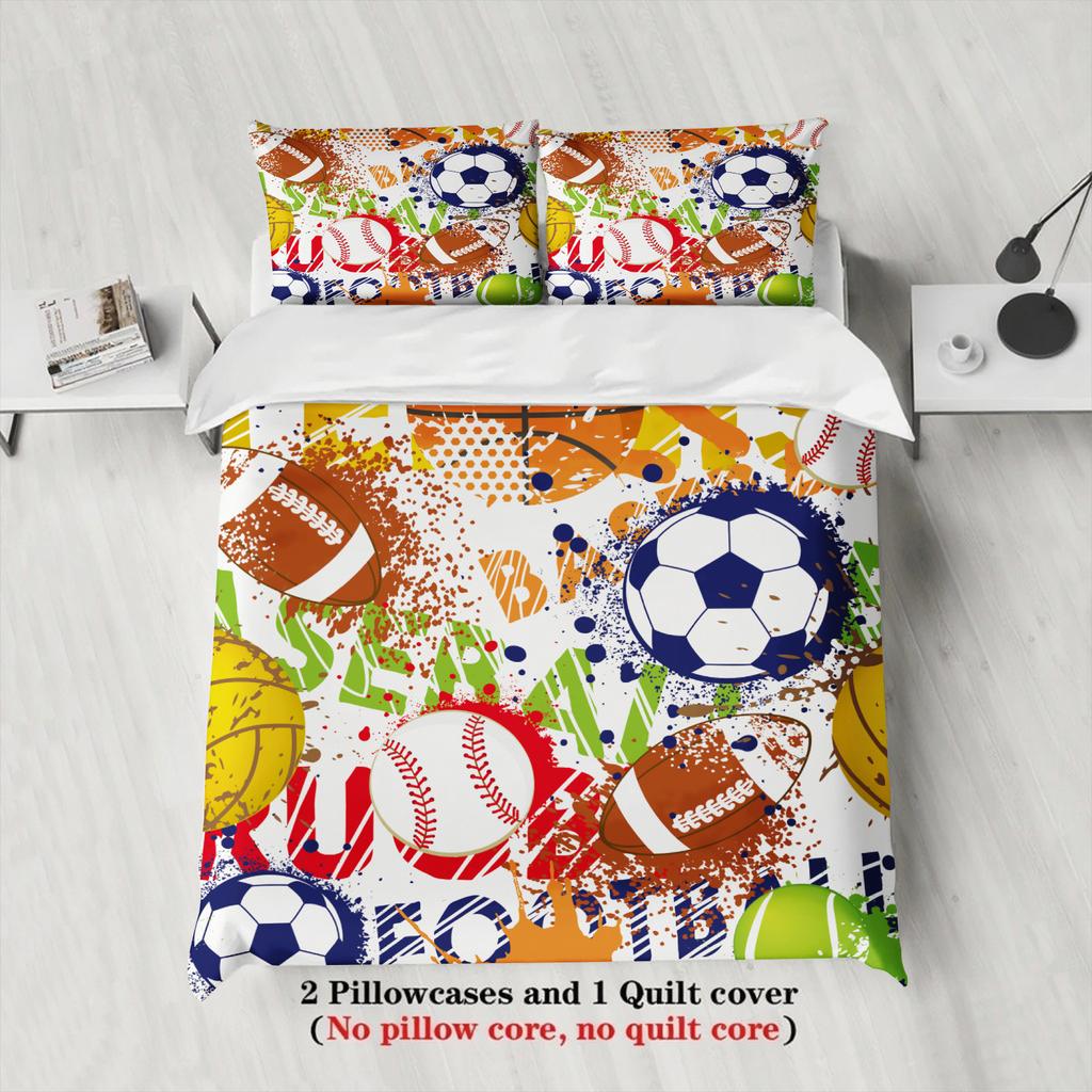 3pcs Beding Set Carton Fotbal 3D PrintED Brushed Comfortable Soft Duvet Cover King Quen Twin Single Sized Dimensions Bithday Gift Rom Decor