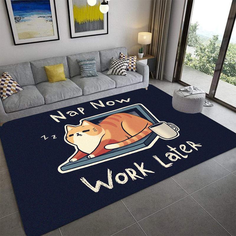 C-Niedliche Katze Bedruckter Teppich Mode Yogamatte Rutschfester Teppich Schlafzimmerdekoration Außenteppich Schlafzimmer Geburtstagsgeschenk