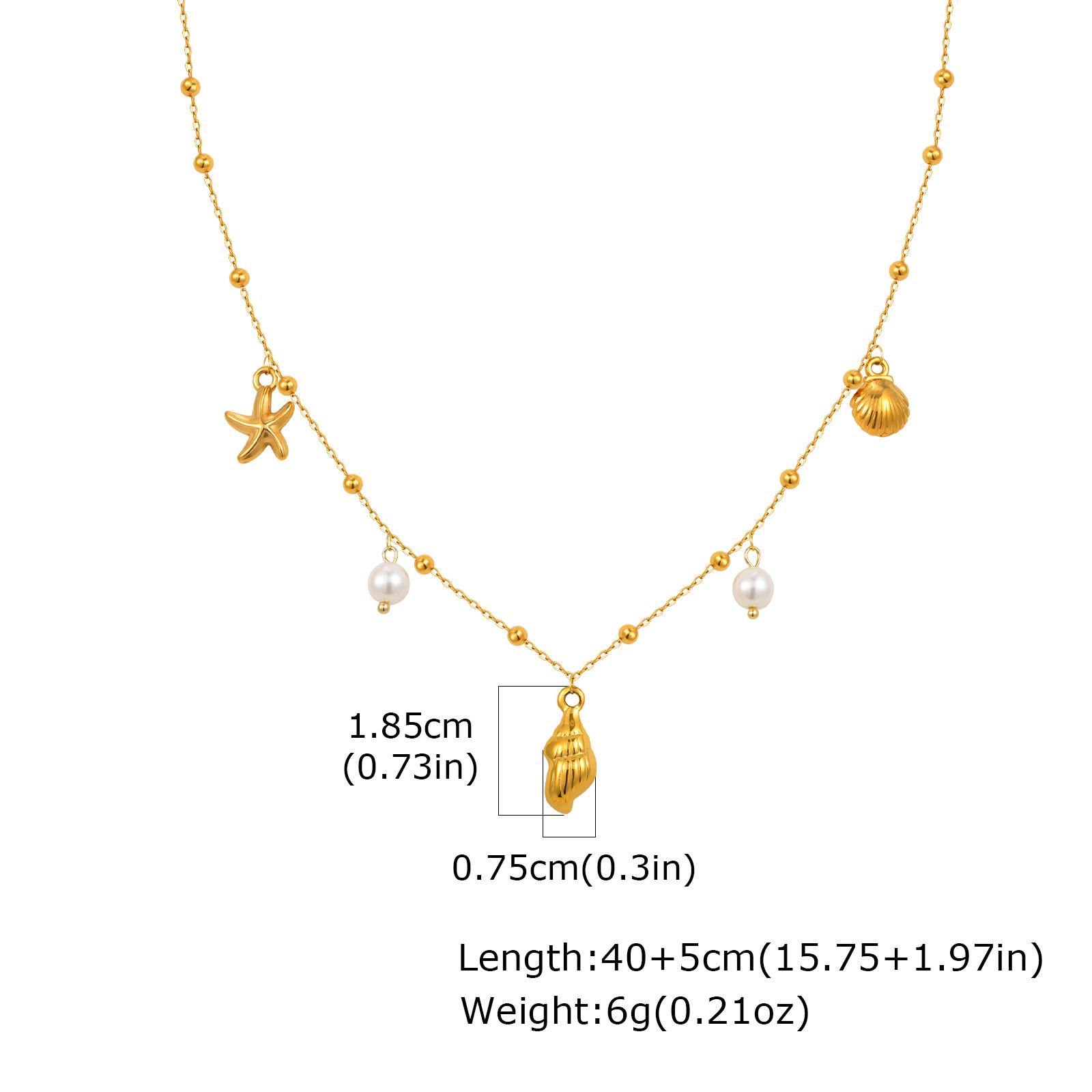 

Beach Necklaces for Women Gold Plated Stainless Steel Summer Ocean Seashell Conch Fish Pendant Charms Necklace Jewelry Wholesale