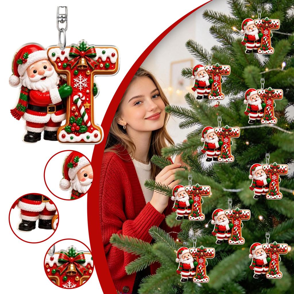 26 Letter Christmas Ornaments Set, 2D Hanging Decorations, 0.33 Thick