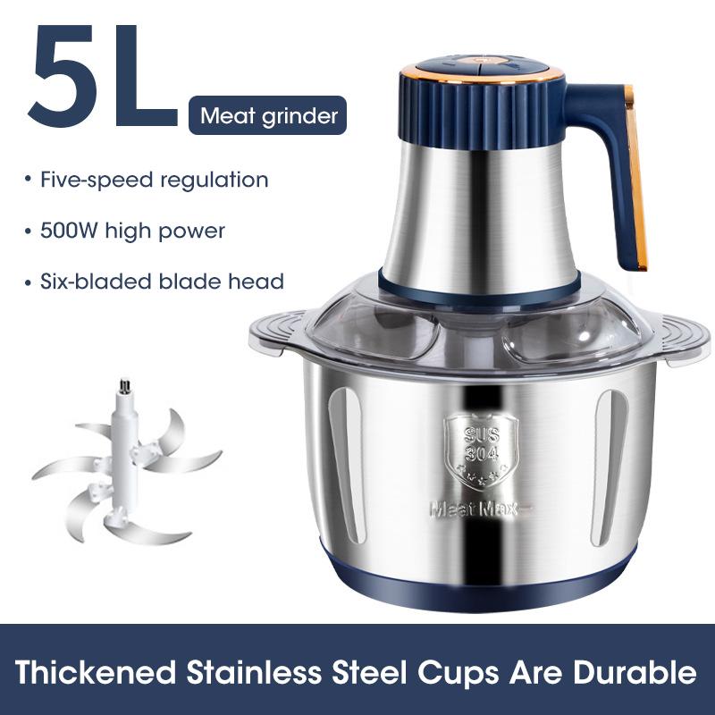 5L Electric Meat Grinders 304 Stainless Steel Food Crusher Multifunctional Vegetable Slicer Chopper Mincer Baby Food Processor