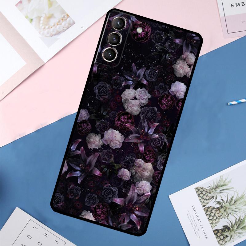 Midnight Floral Case For Samsung Galaxy S24 Ultra S20 S21 S22 S23 S25 Ultra S9 S10 Plus S25 FE Back Cover