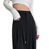 Women's High-Waist Black Pear-Shaped Pants - Plus Size, Slim, Straight, Wide-Leg, Spring/Summer Casual Wear