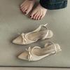 French retro exquisite pointed bow bag head sandals women's 2025 summer new temperament versatile outer wear single shoes